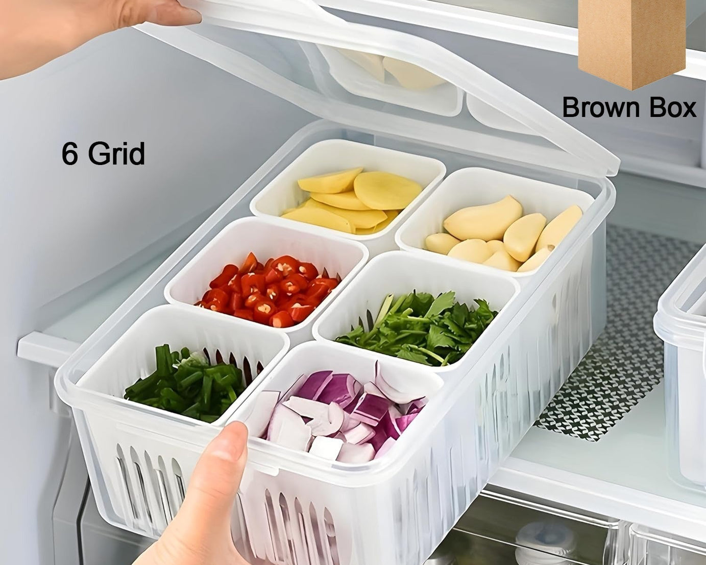 Fridge Storage Boxes Freezer Storage Containers, Container for Kitchen Storage Set, Storage in Kitchen, Vegetable Storage, Draining Crisper Refrigerator Food Box (1 Pc)