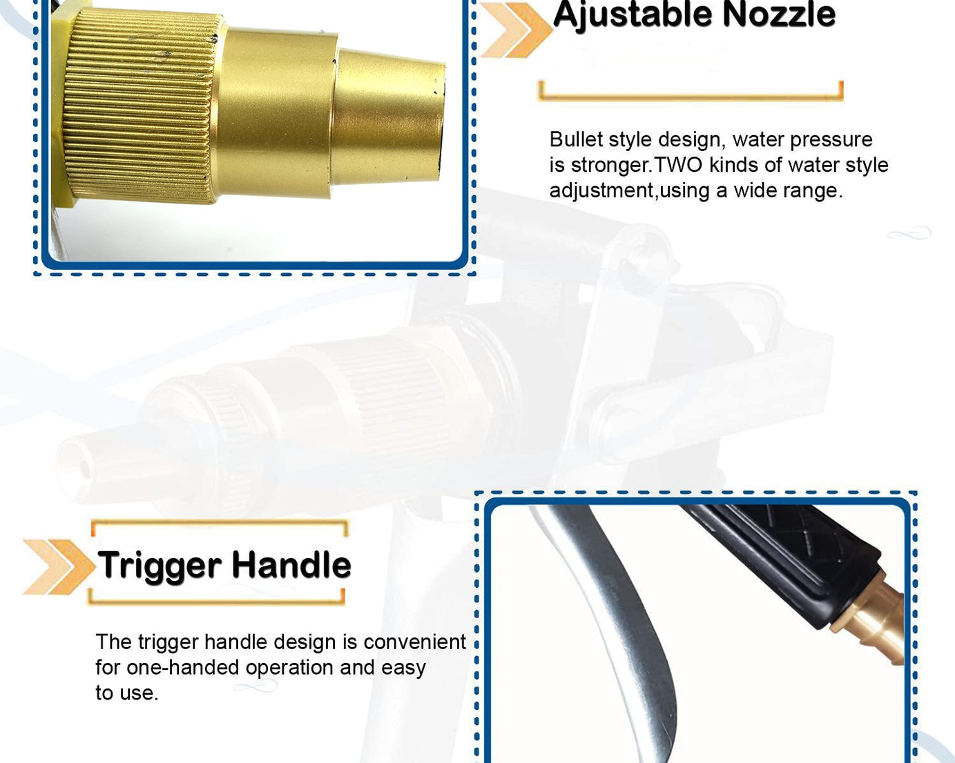 Durable Gold Color Trigger Hose Nozzle Water Lever Spray