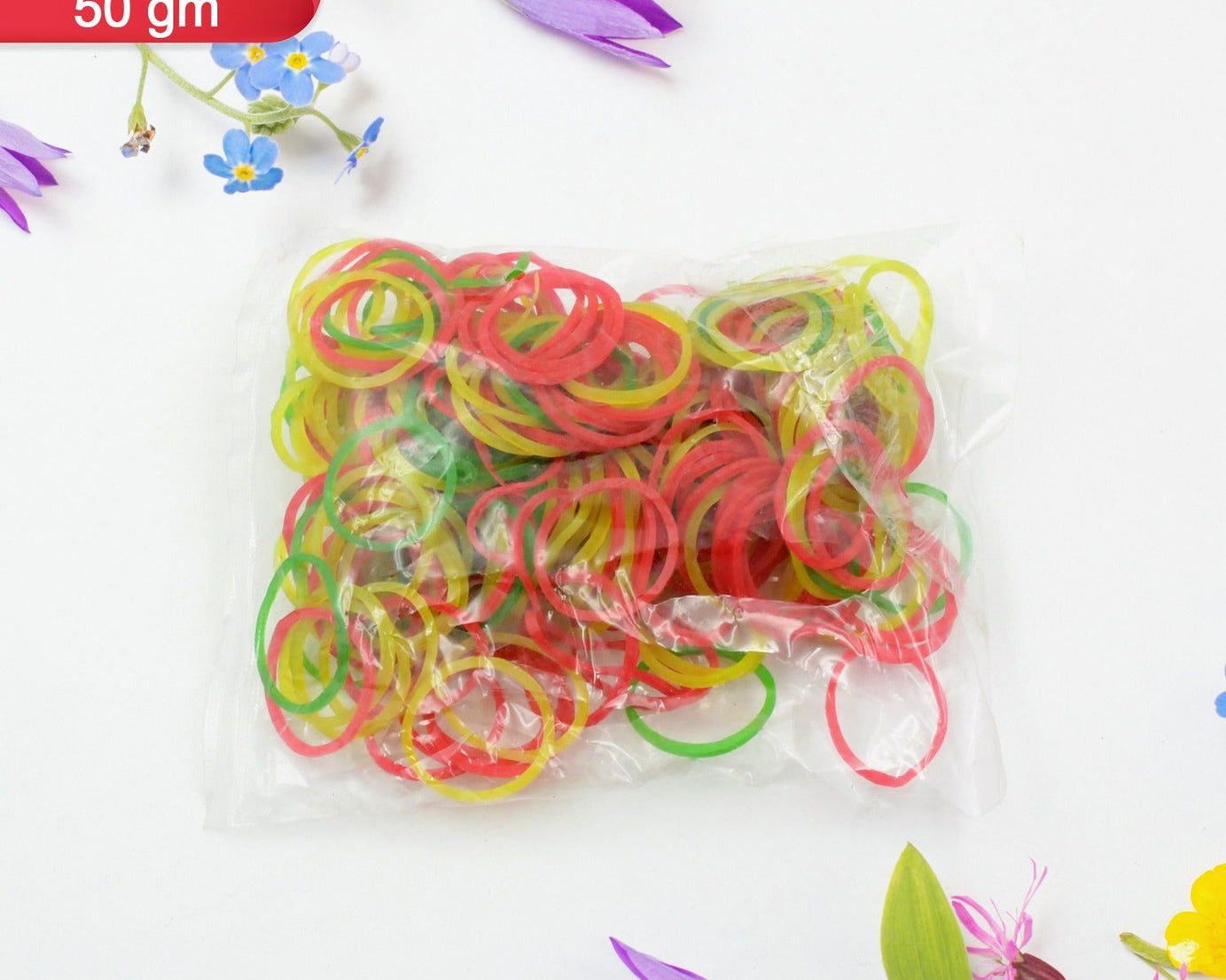 RUBBER BAND FOR OFFICE/HOME AND KITCHEN ACCESSORIES ITEM PRODUCTS, ELASTIC RUBBER BANDS, FLEXIBLE REUSABLE NYLON ELASTIC UNBREAKABLE, FOR STATIONERY, SCHOOL MULTICOLOR (2 Inch 50 GM))