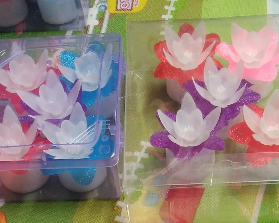 Decoration Candles/Led Diwali Decor Lotus Flower Candle (5 Pc)
