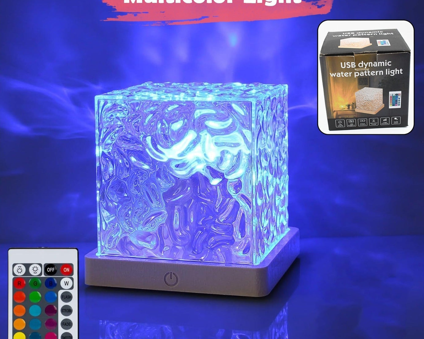 Dynamic Rotating Water Ripple Night Lamp With Remote
