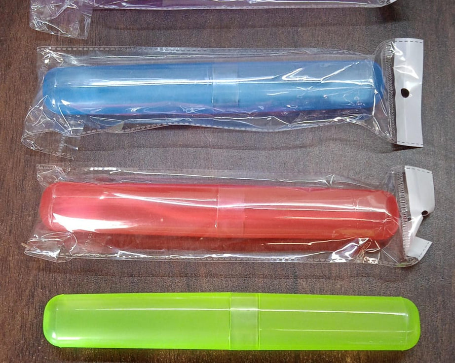 2 in 1 Soft Toothbrush and Tongue With Toothbrush Cover Cleaner Scraper for Men and Women, Kids, Adults Plastic Toothbrush Cover / Case / Holder (1 Pc)