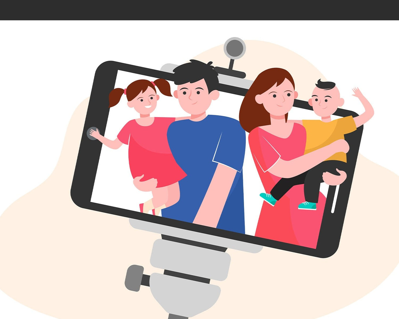 Bluetooth selfie stick extended with phone holder