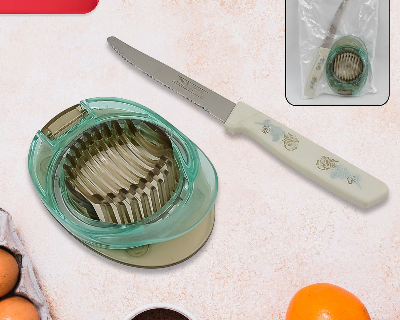 2 Pcs Set Of Egg Slicer & Knife