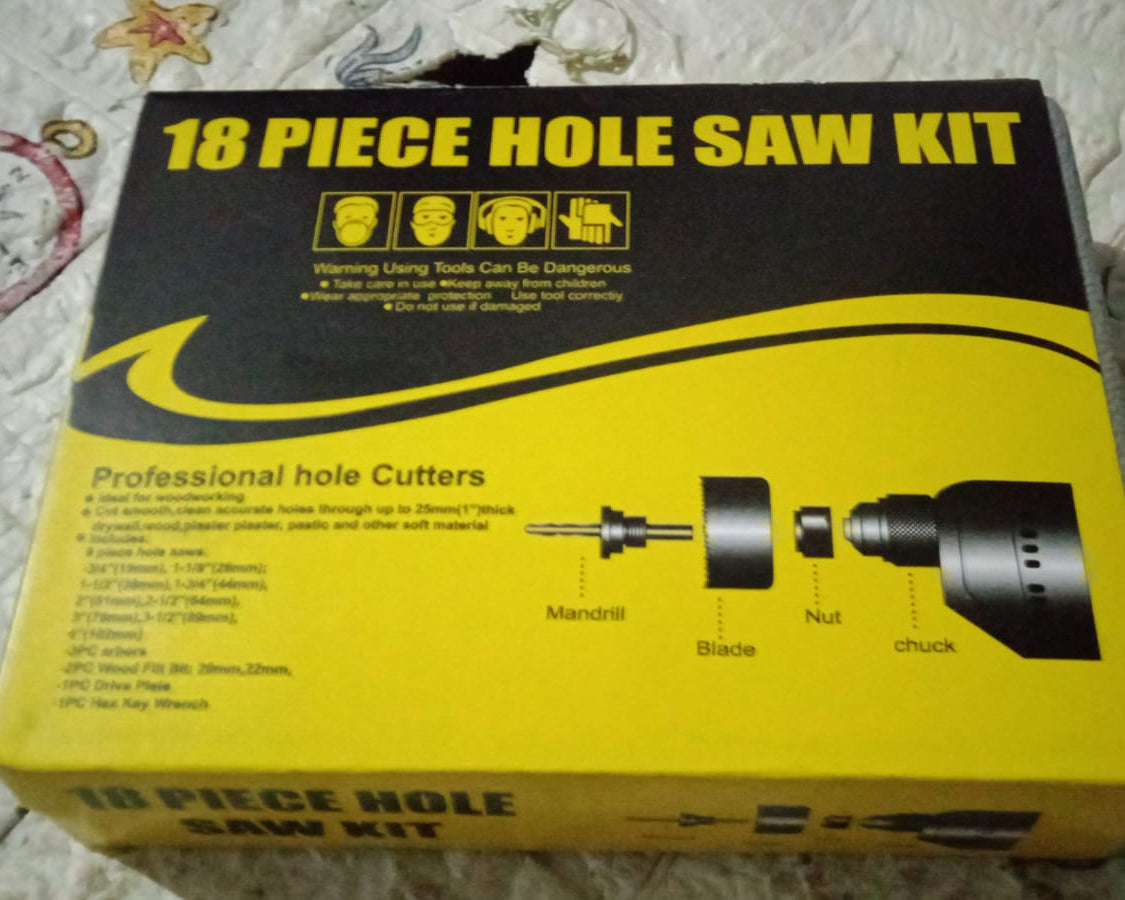 7576 Drill Hole Cutter, Carbon Steel High Accuracy Incisive Hole Saw for Cutting PCV for Cutting Plastic for Cutting Wood Hole Saw Kit (18 Pcs Set)