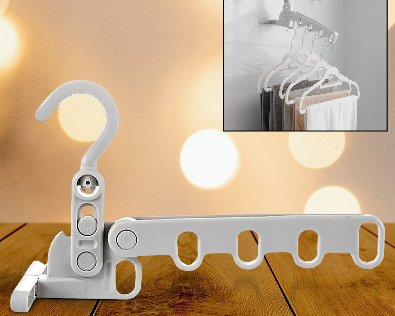 5 holes foldable clothes Hanger, travel clothes hanger, multifunctional clothes hanger, space-saving wall holder, clothes rack, robust clothes hanger for travel, indoors.