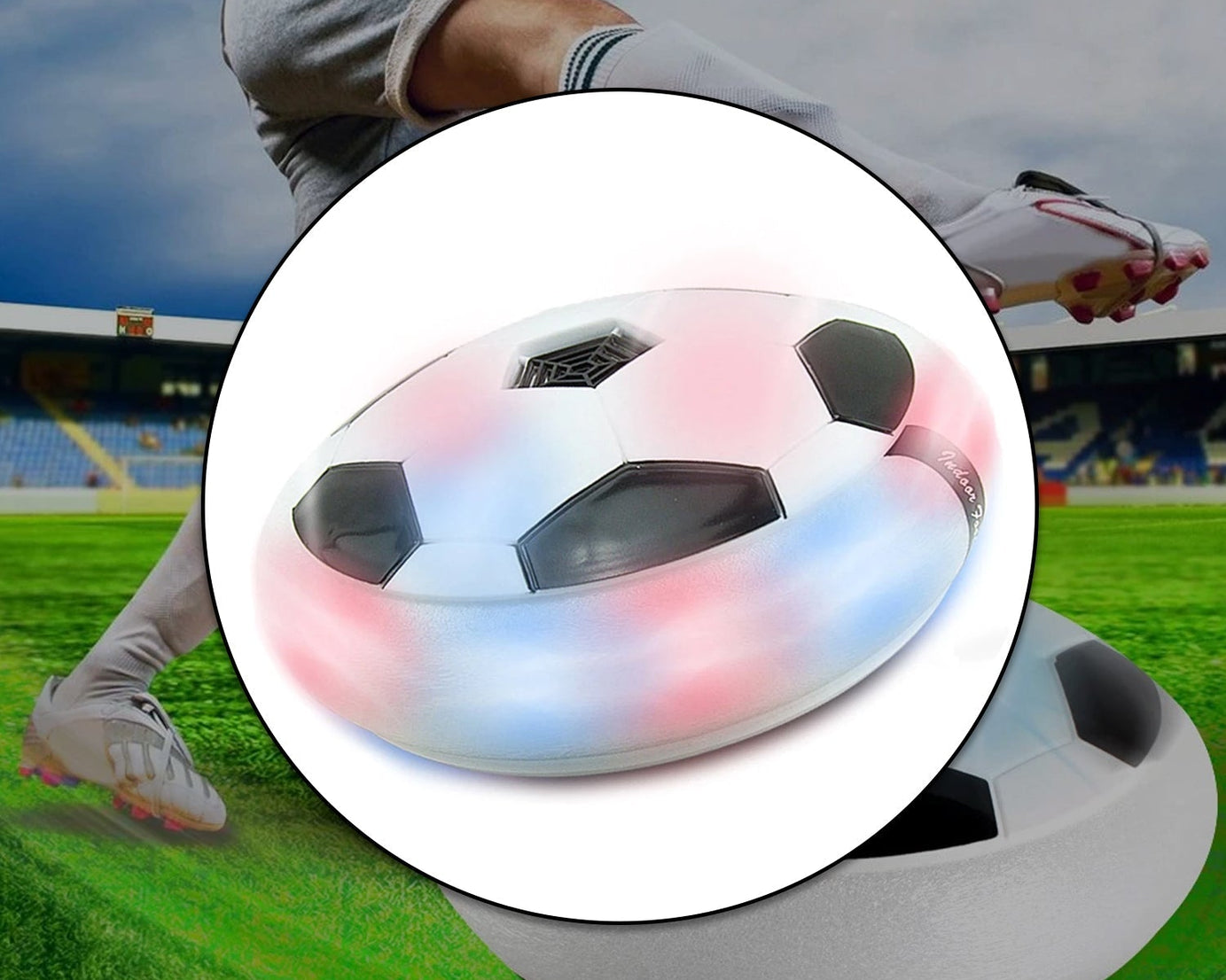 Interactive hover LED ball, ideal for household fun and children's games.