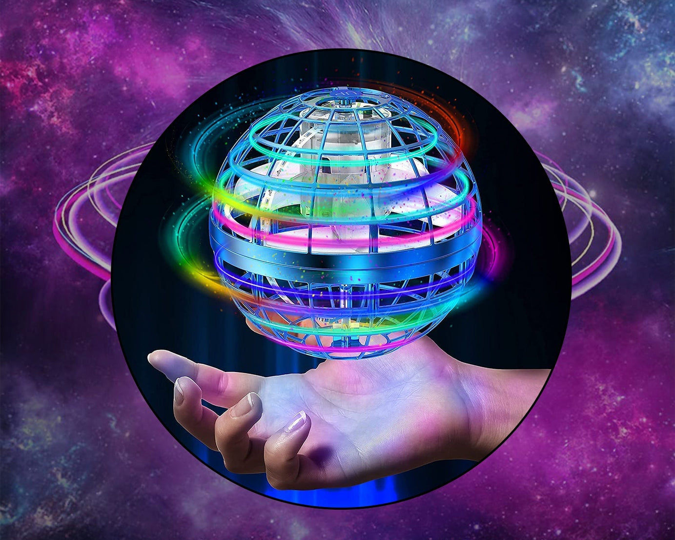 Flying Ball Toys, USB Rechargeable Built-in RGB Lights 360°Rotating Magic Controller, Flying Orb Ball Boomerang Mini Pro Spinner Blastoise Toys