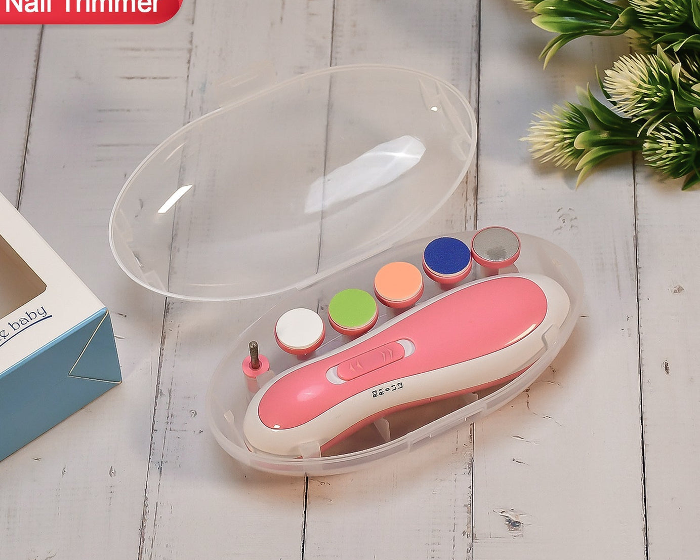 Nail trimmer for infants with grinding heads