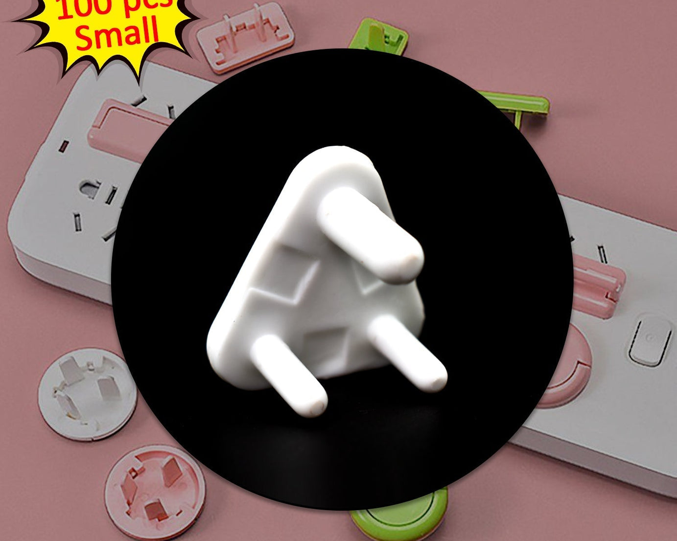 Pack of 100 socket covers, essential baby safety item