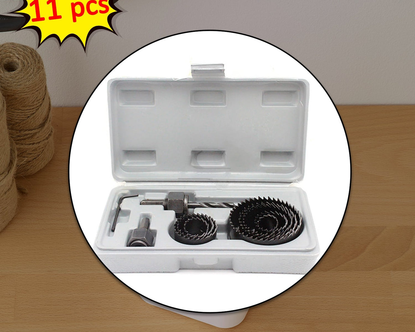 Wood Hole Saw Cutting Set (11 pcs, 19-64mm, Multicolour)