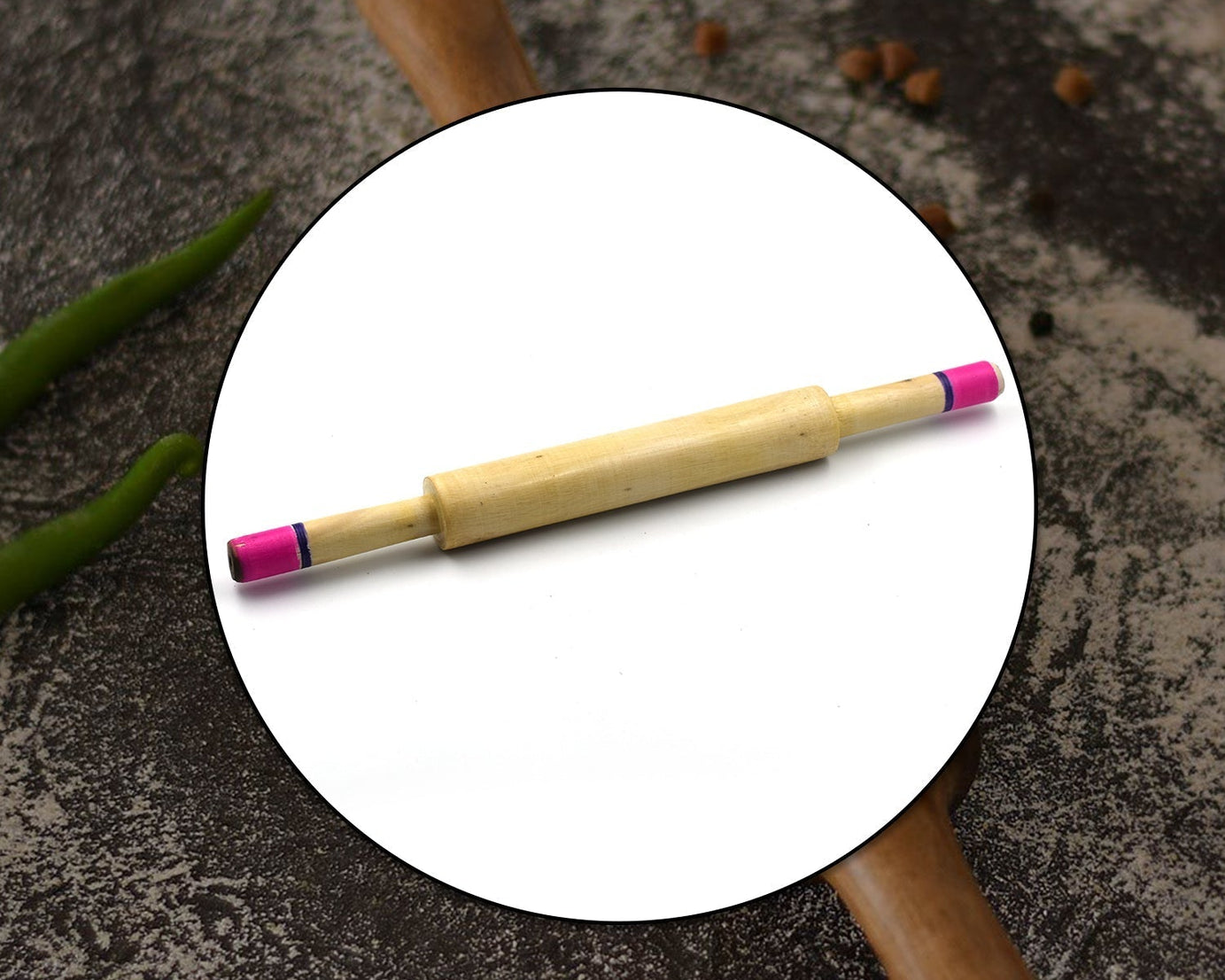 Essential wooden rolling pin for home kitchens, used for making rotis and dough