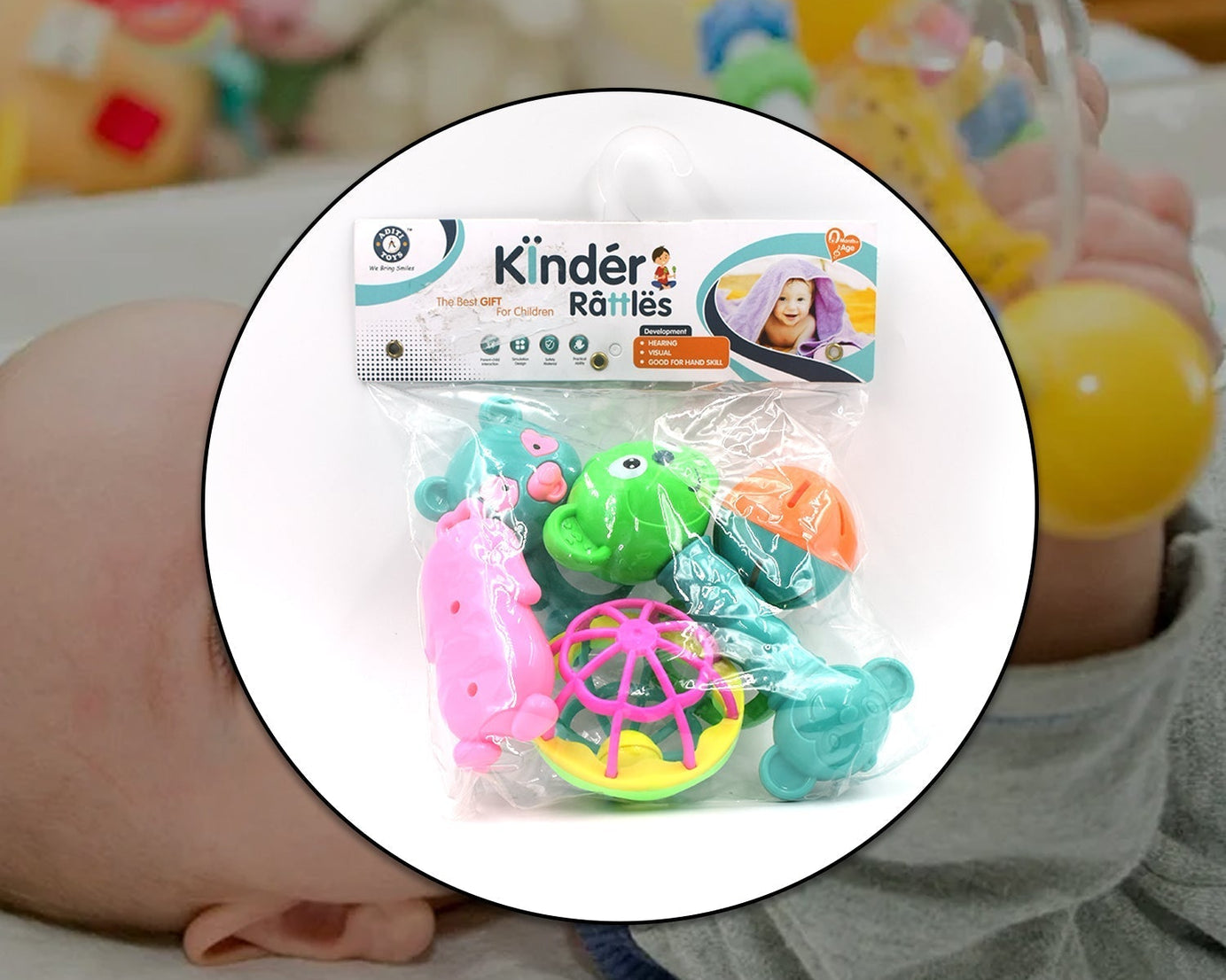 Colorful rattles for babies