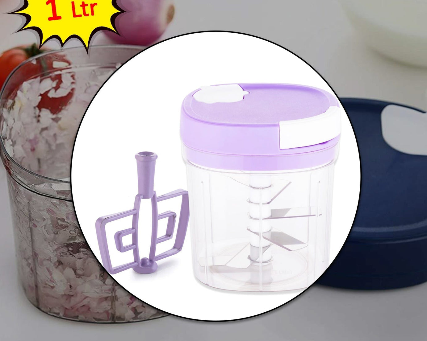 2 in 1 chopper and slicer with a clear bowl for easy viewing during use