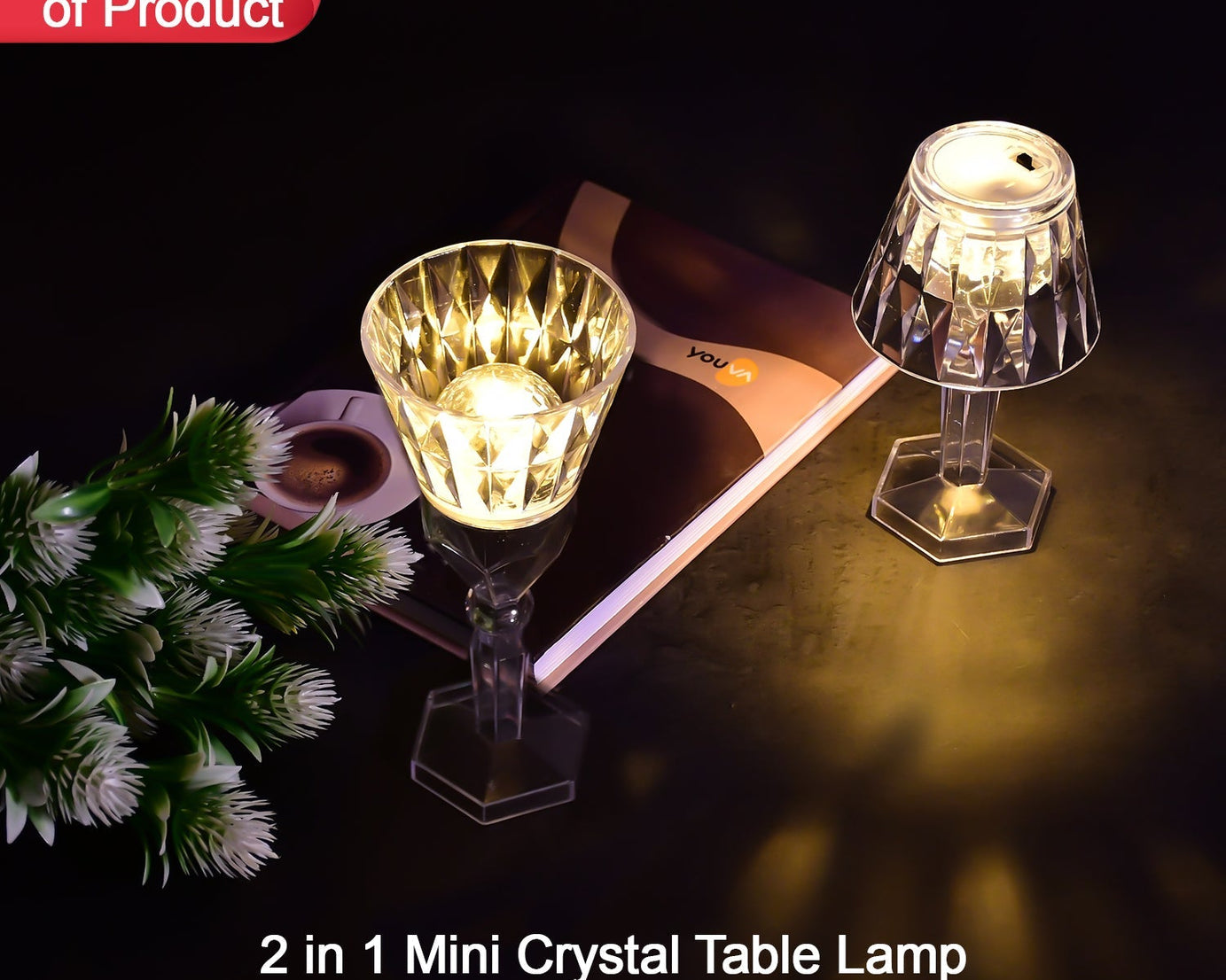 Crystal lamp with reflection effect.