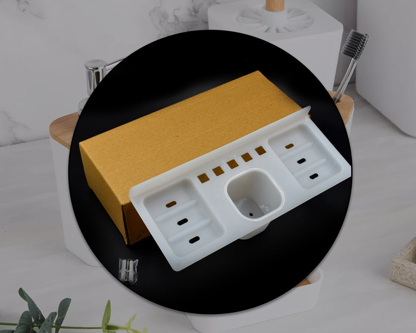 Plastic soap dish with tray and multiple sections for soap organization.