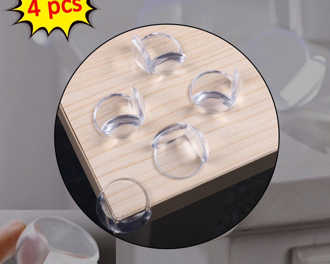 Transparent corner guards with strong adhesive, pack of 4.