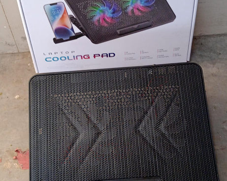 Laptop Cooler Cooling Pad with 2 Quiet Led Fans, Dual USB Ports, Portable Ultra Slim USB Powered 7 Heights Adjustable Laptop Stand for Gaming Laptop