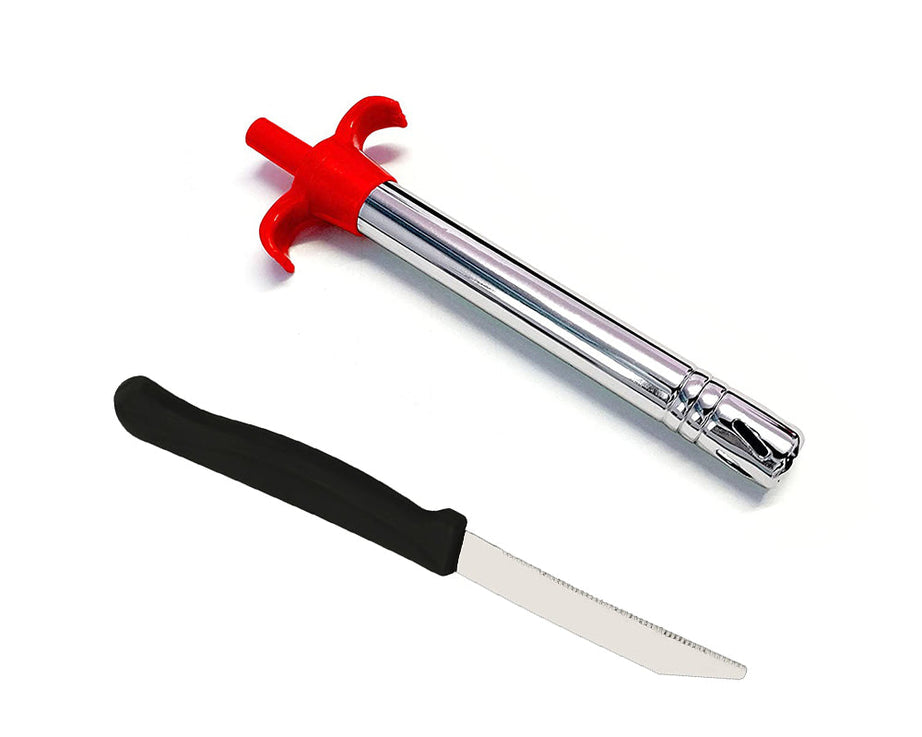 Stainless Steel Electronic Gas Lighter and Knife (2 in 1)