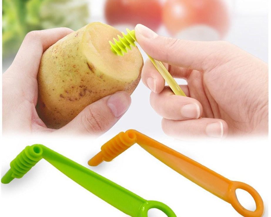 Handy spiral knife for slicing vegetables into curly spirals for creative cooking.