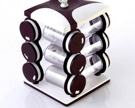 Spice jar Set - Food Grade Plastic 12pcs Spice jar (Brown Box)