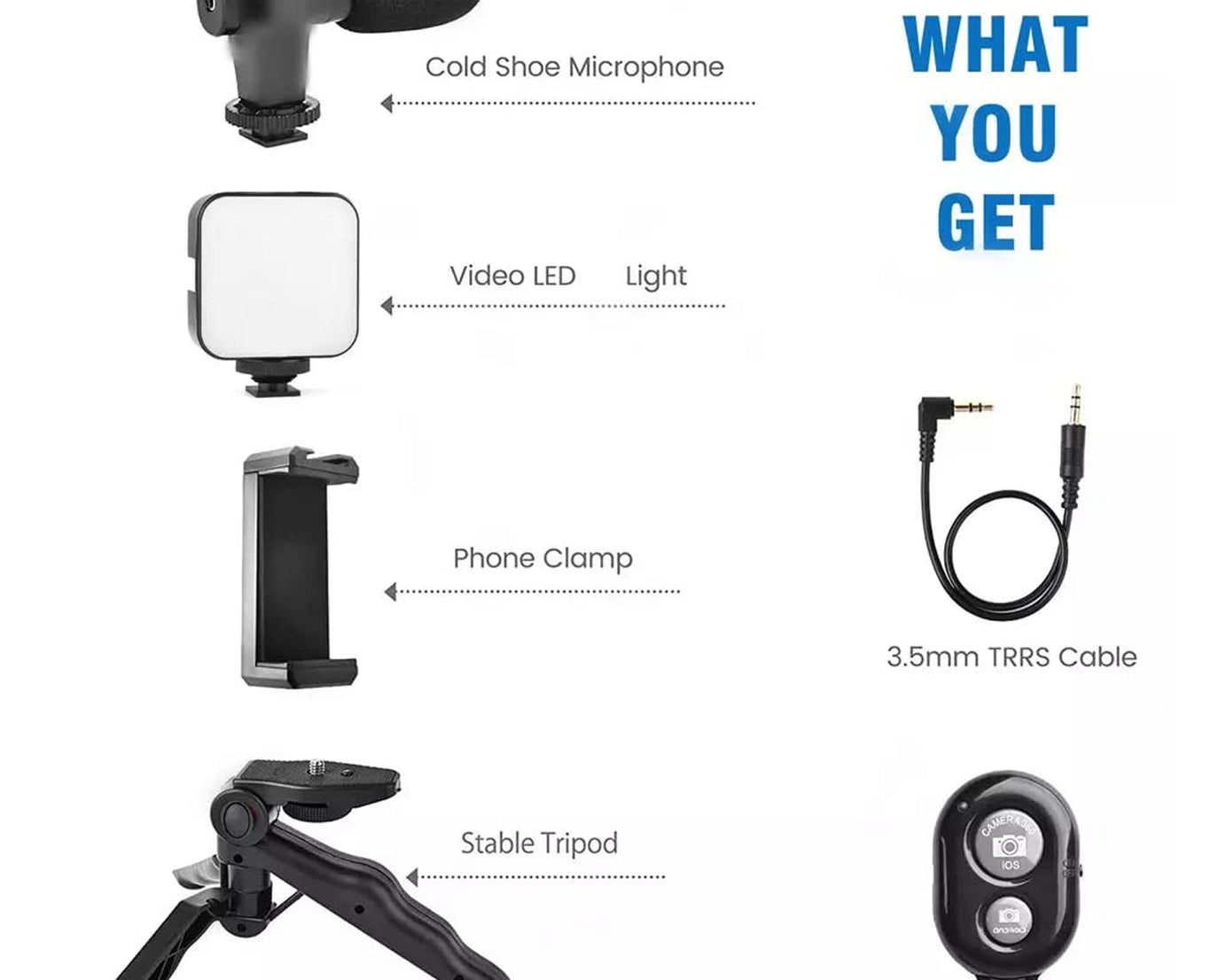 Vlogging kit with adjustable LED light