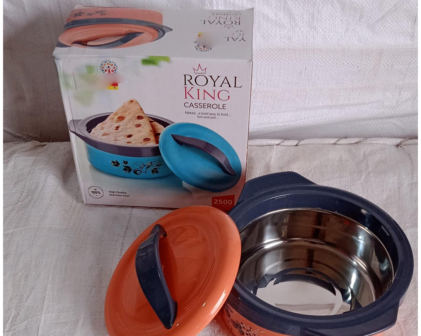 Casserole Box for Food Searving Inner Steel Insulated Casserole Hot Pot Flowers Printed Chapati Box for Roti Kitchen (Approx 2500 ml)