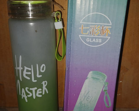 Motivational Glass Water Bottle Colorful potable Water Glass Bottle With Rubber Band, Daily Intake Hourly Water Bottle to Ensure You Drink Enough Water Throughout The Day Reusable Cycling Gym, Workout Fitness Bottle (350 ML)