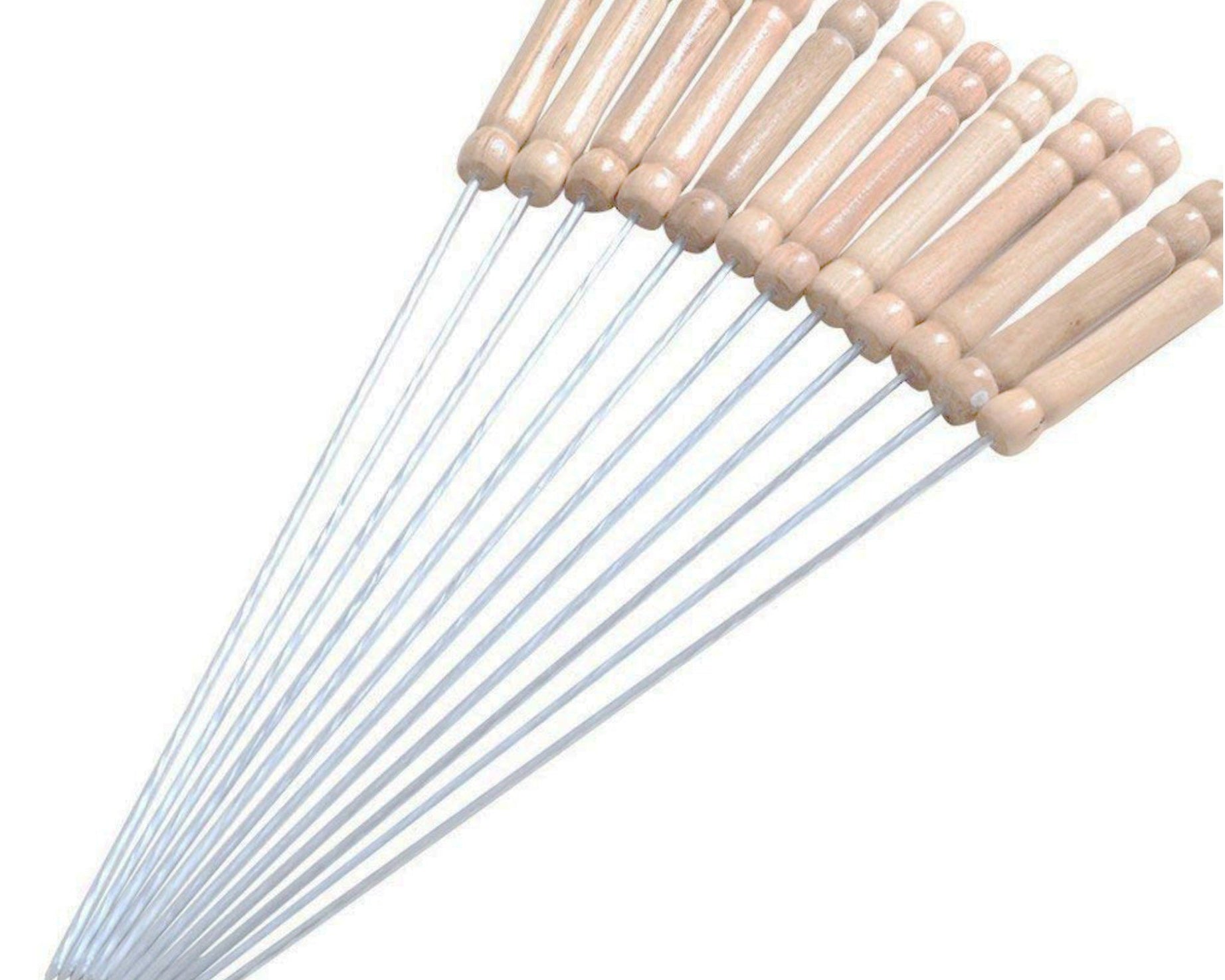 BBQ skewers set with durable wooden grips.