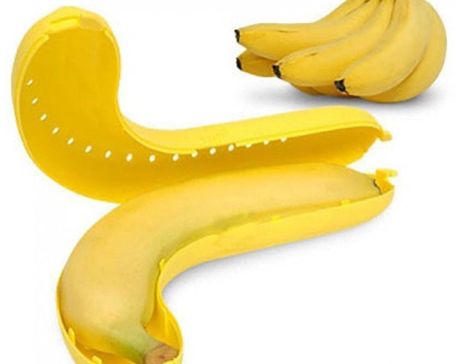 Yellow banana case lunch box, fun design.