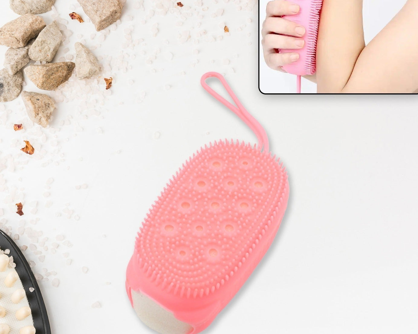 Silicone Super Soft Silicone Bath Brush Double-Sided Body Scrubber Brush for Deep Cleasing Exfoliating, Ultra-Soft Scrubber(1 pc)