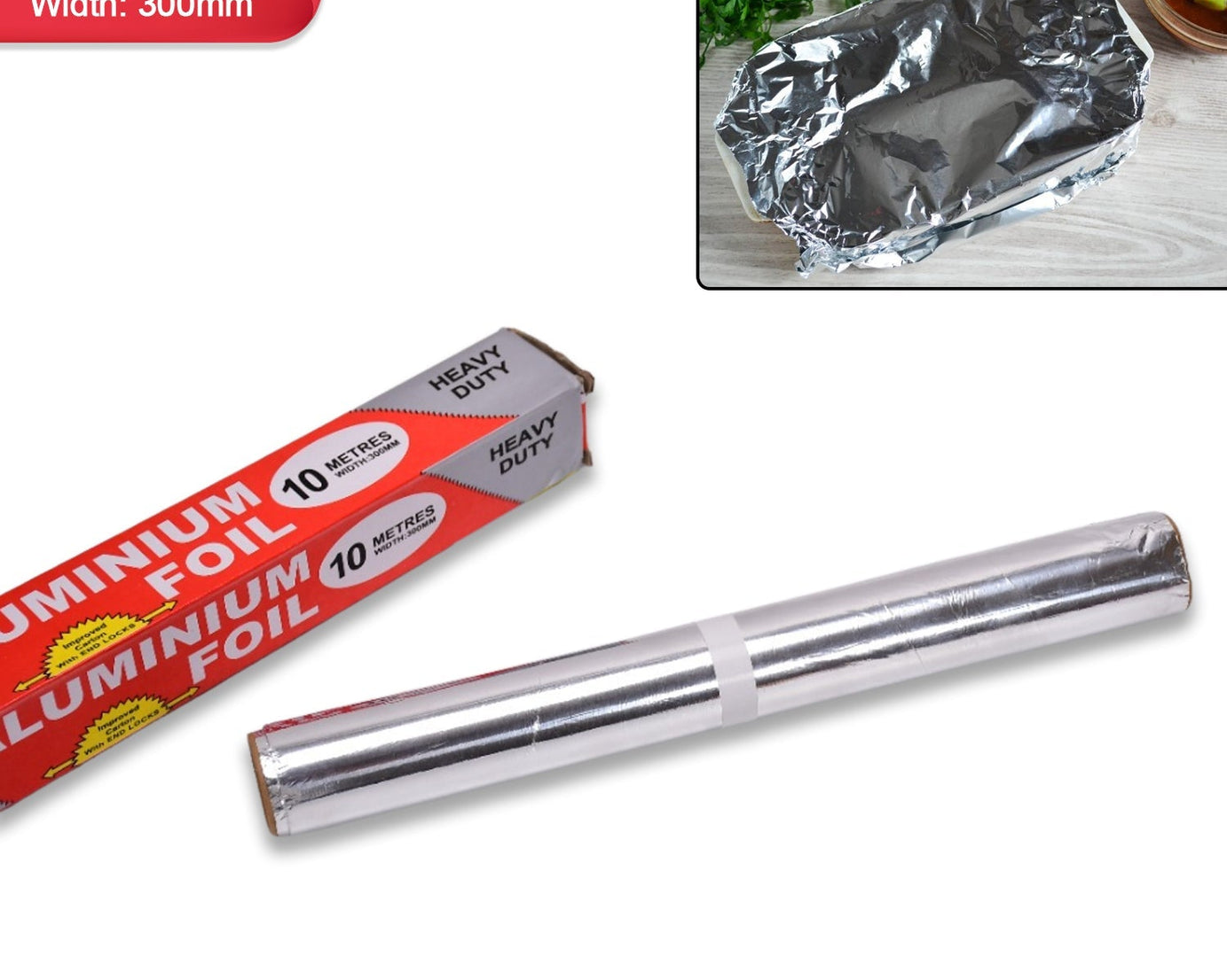 Thick aluminum foil roll, heavy duty, non-stick surface
