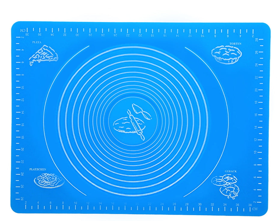 Silicone baking mat with measurements for precise baking