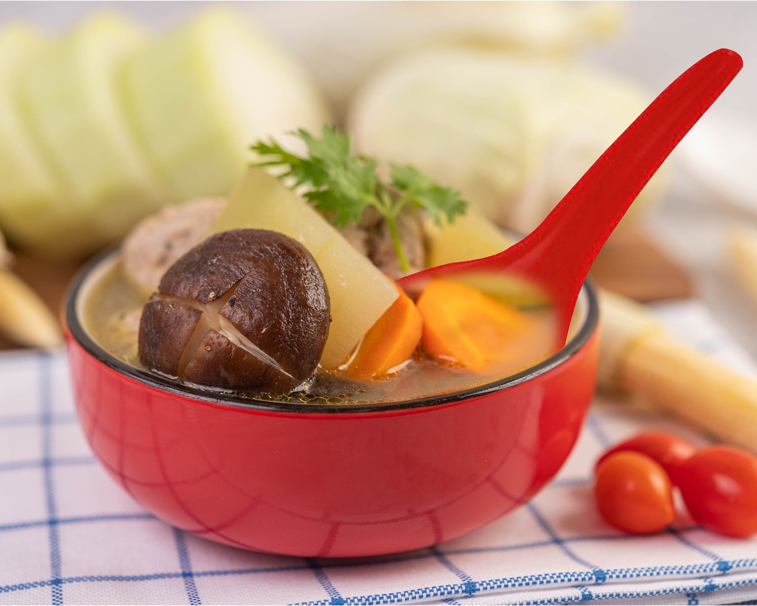 Food grade unbreakable colorful soup spoons, microwave-safe set of 6.