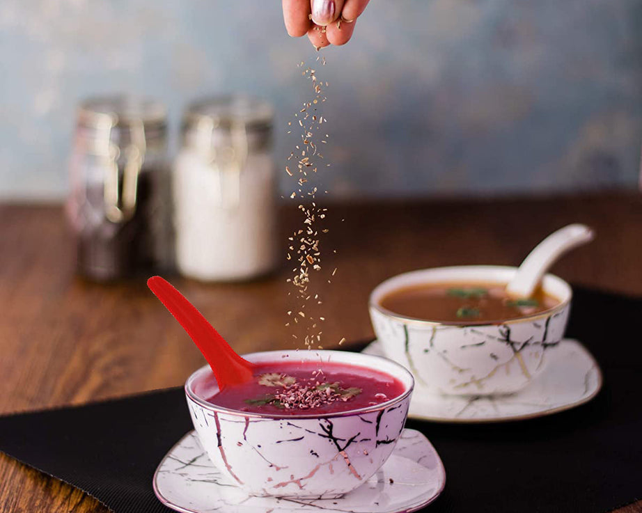 Food grade colorful soup and dessert spoons, unbreakable and microwave-safe.