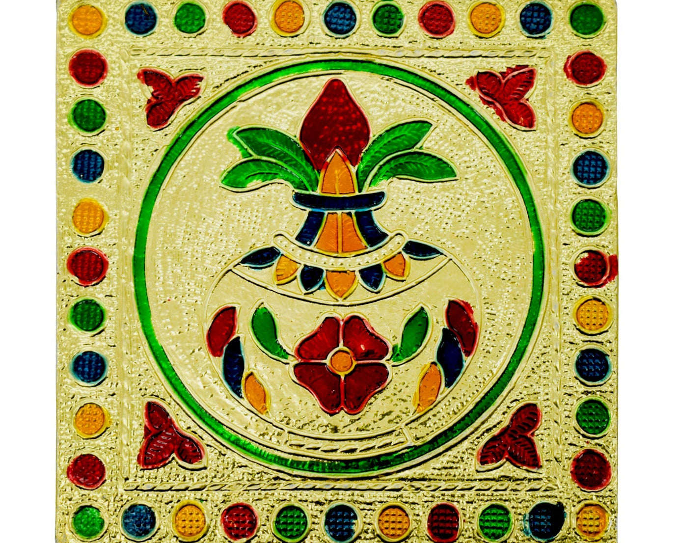 Ornate wooden bajot with artistic design, ideal for decorative display