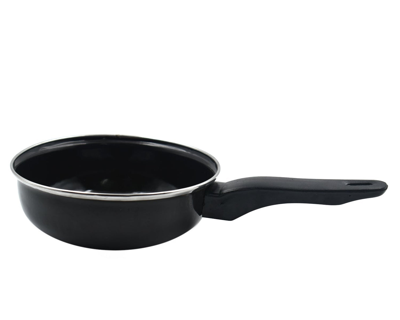 Gas-compatible fry pan with non-stick coating, lid not included