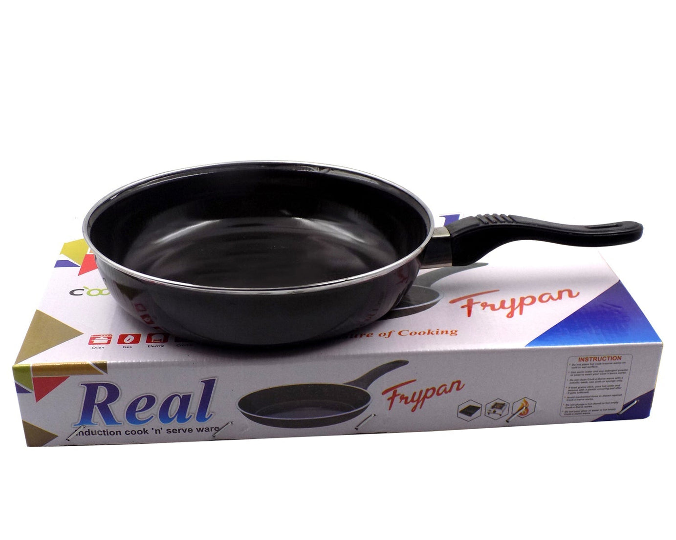 Induction-compatible nonstick fry pan, hard anodized finish