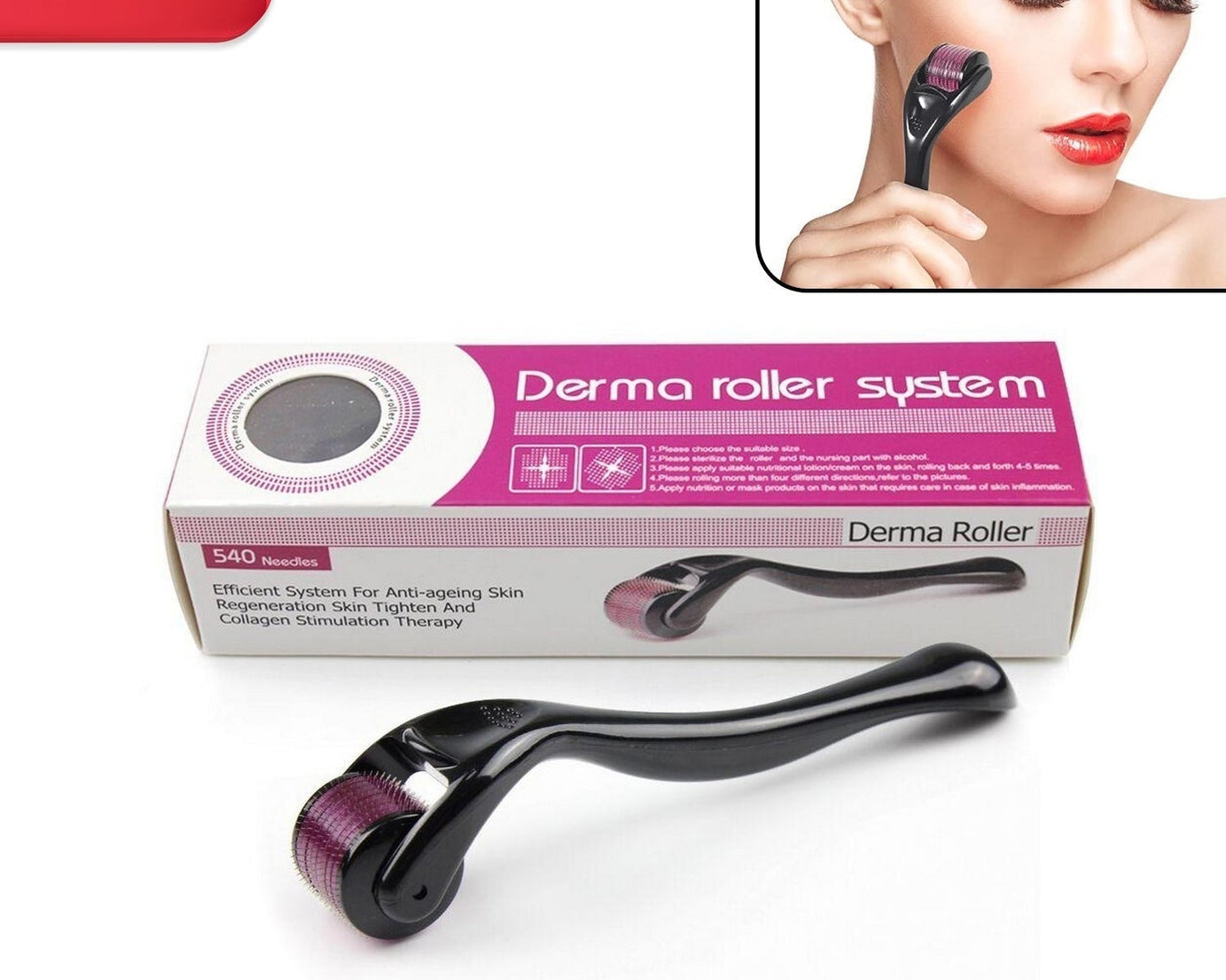 Derma Roller Anti Ageing and Facial Scrubs & Polishes Scar Removal Hair Regrowth (0.75mm)