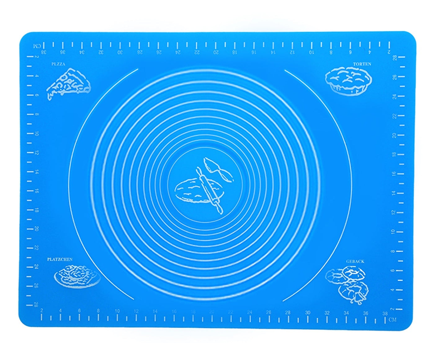 Detailed view of silicone mat with fondant and dough