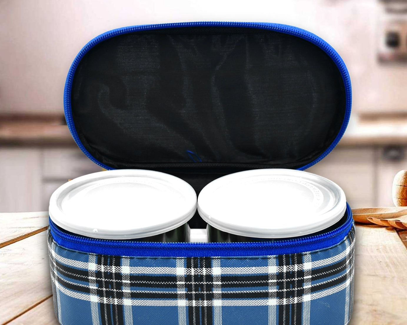Set of three stainless steel lunch containers