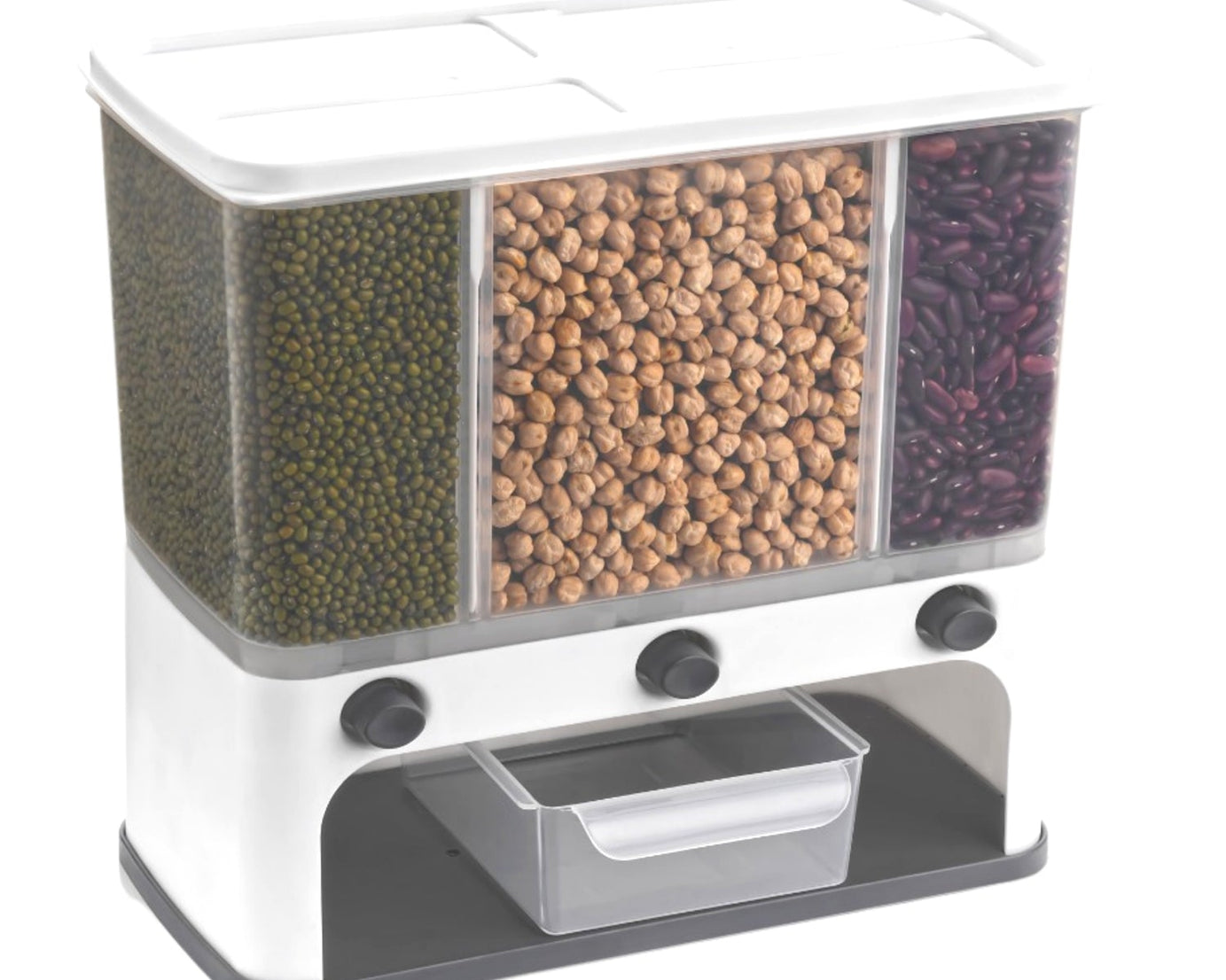 Cereal dispenser with push button and wall mount feature