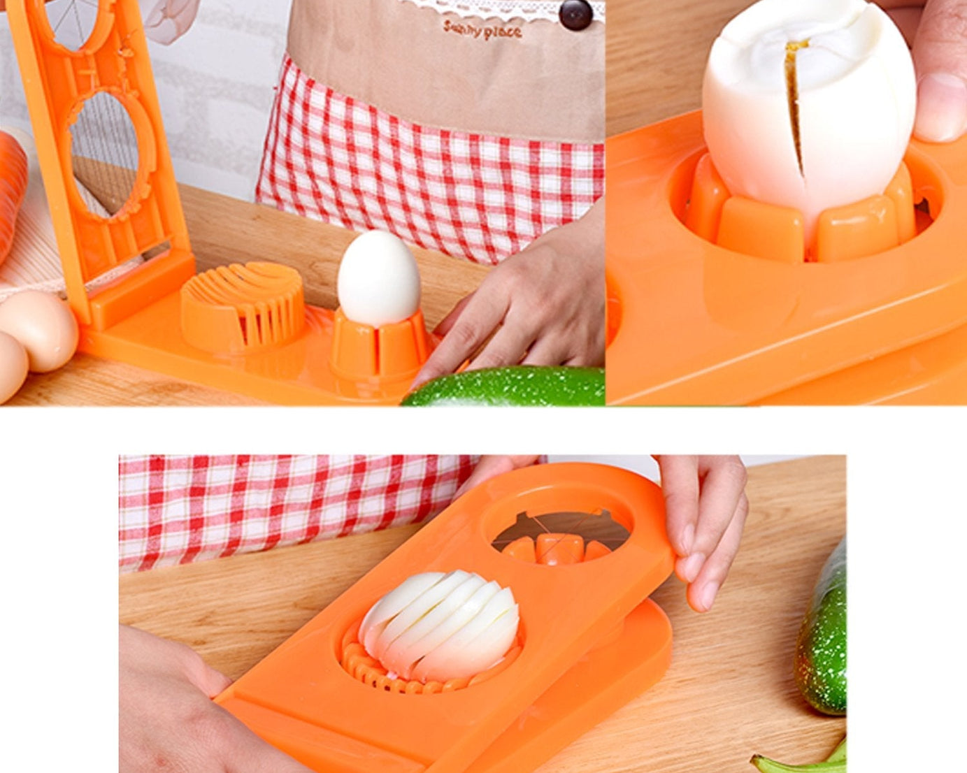 Compact egg cutter and slicer with segment features