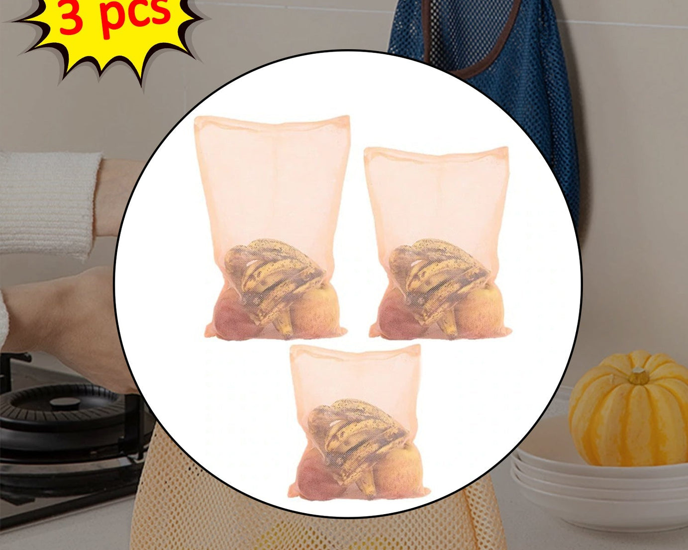 Reusable fridge bags with zip net design