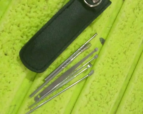 15036 6-in-1 Ear Wax Cleaner- Resuable Ear Cleaning Tools Leather Pouch