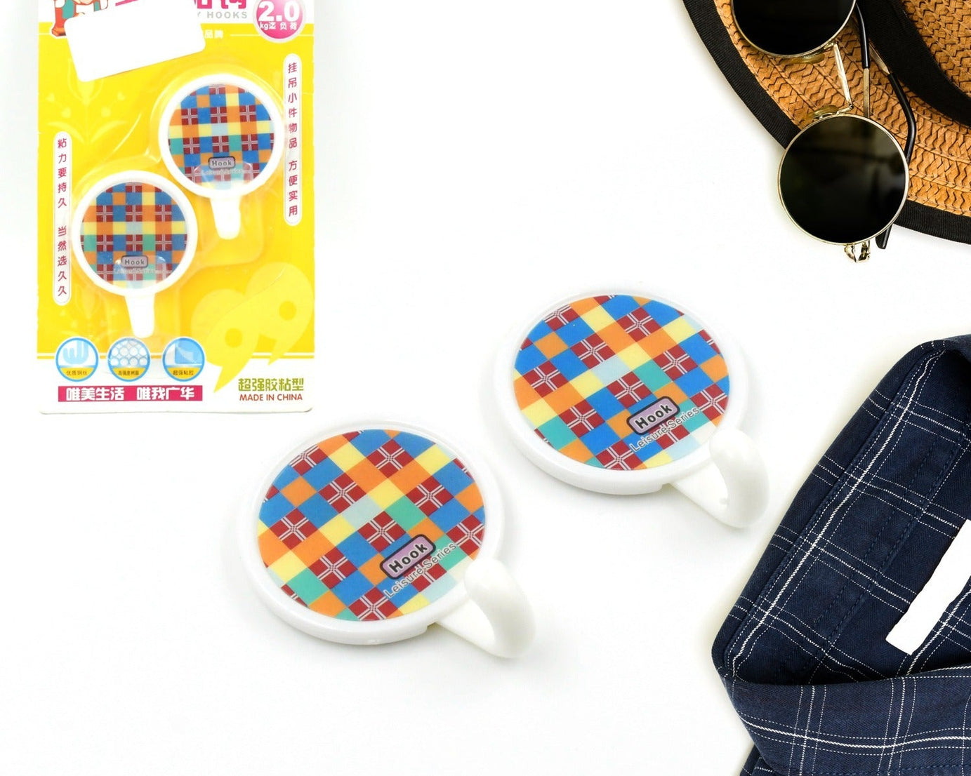 Strong Self-Adhesive Hooks (2 Pc): Heavy Duty, Waterproof, All-Purpose