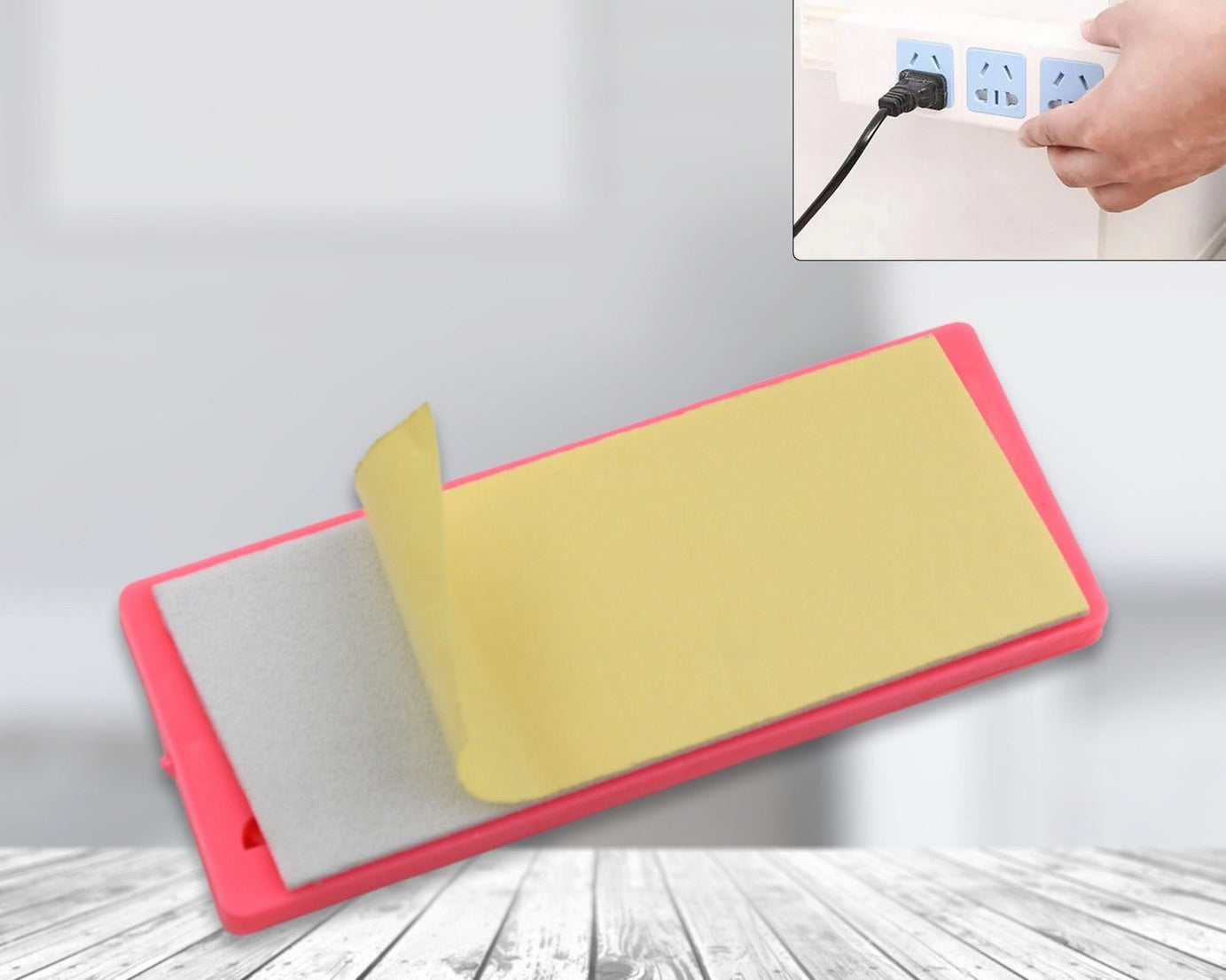 Self Adhesive No Hole Wall Mount, Reusable, Non Residue Plug Organizer  For Home Office & Multiuse Device