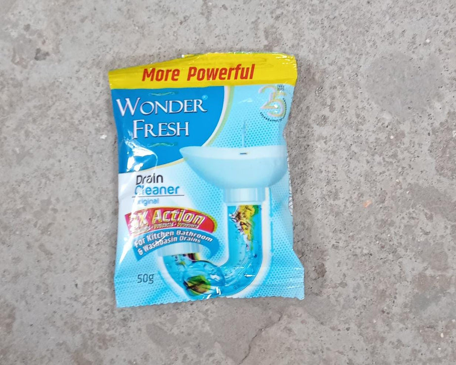 50 gram pack of drain cleaner powder