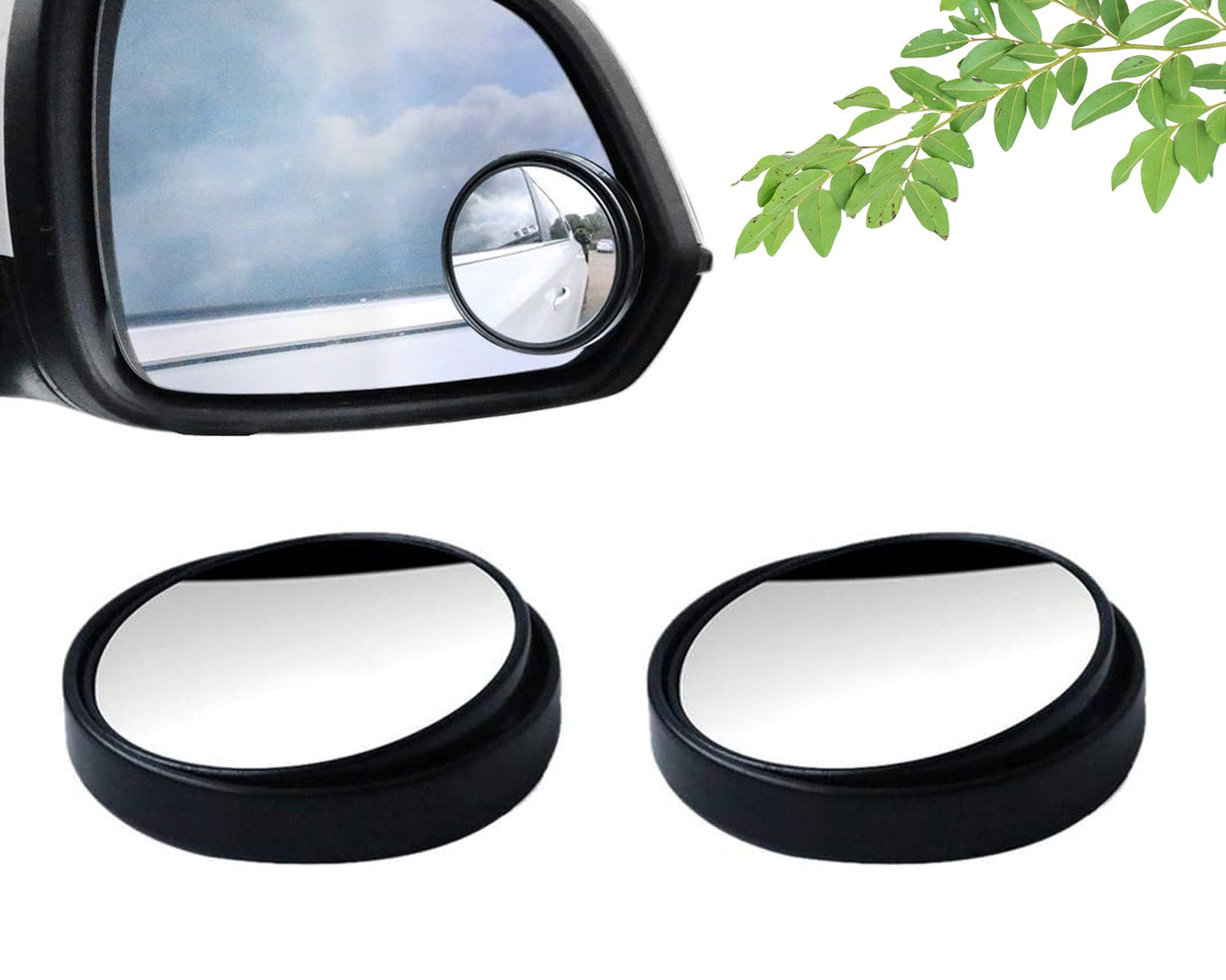 360DEGREE BLIND SPOT ROUND WIDE ANGLE ADJUSTABLE CONVEX REAR VIEW MIRROR - PACK OF 2