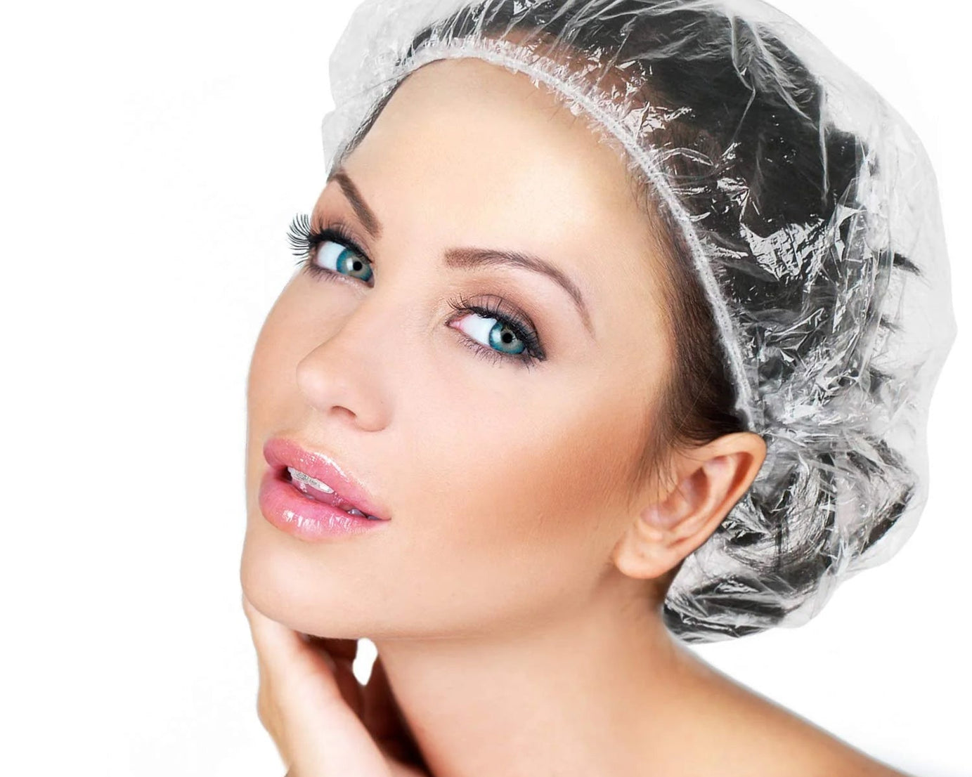 DISPOSABLE SHOWER CAPS FOR WOMEN LARGER THICKER WATERPROOF AND INDIVIDUALLY WRAPPED, PLASTIC ELASTIC HAIR BATH CAPS FOR HOTEL AND SPA, HAIR SALON, HOME USE, PORTABLE TRAVEL (10 Pc Set)